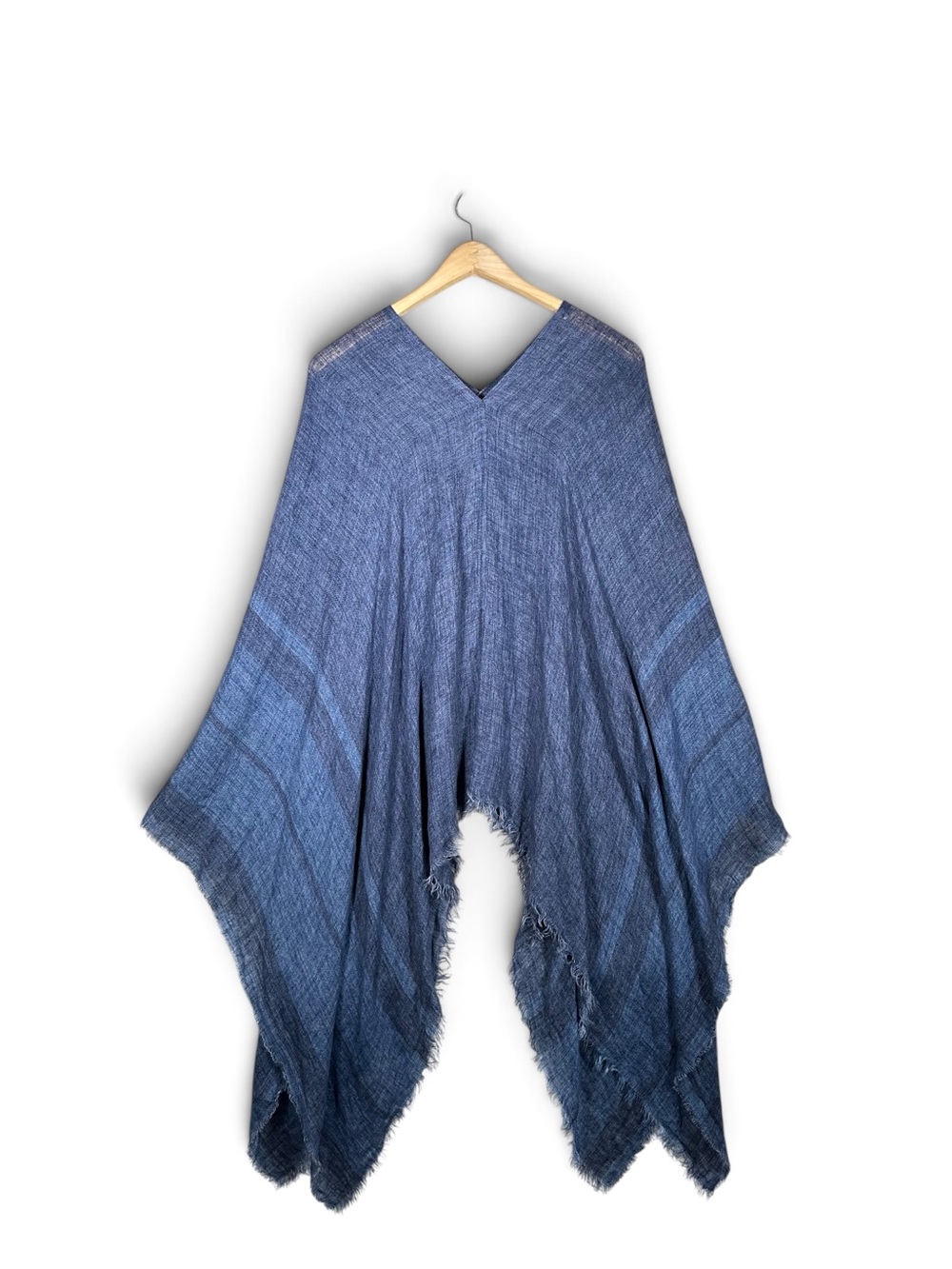 DESTIN Italian Pure Linen Fringed Poncho